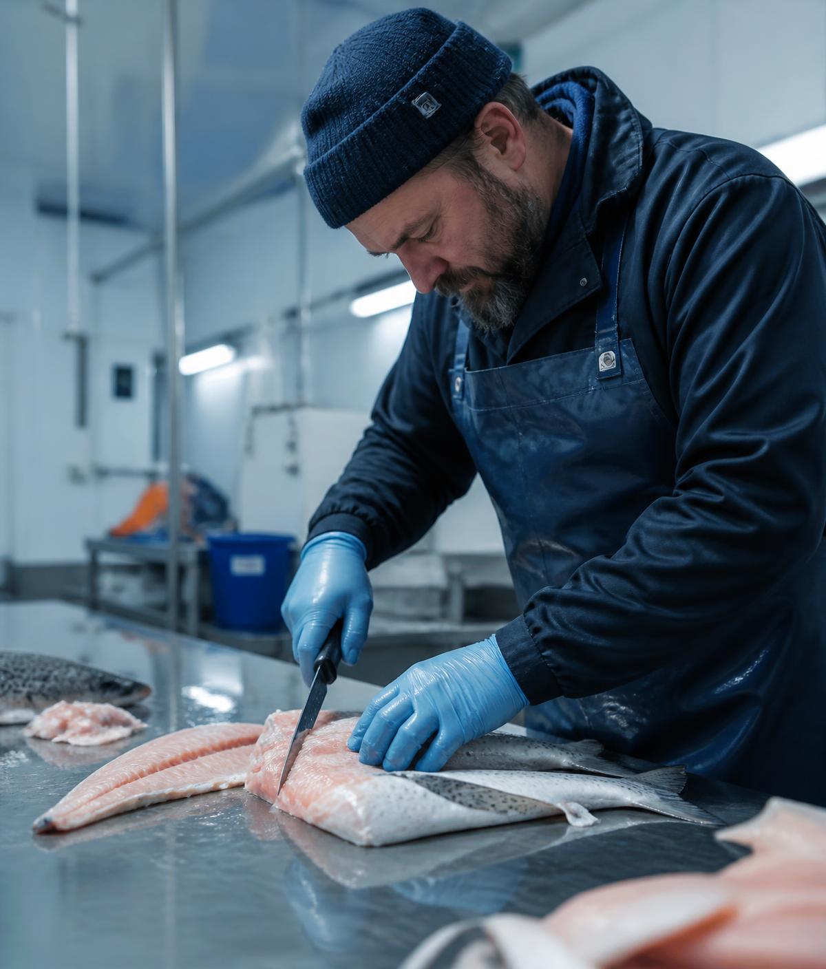 Lavorazione e sfilettatura del pesce nel laboratorio Ittica 3 Esse